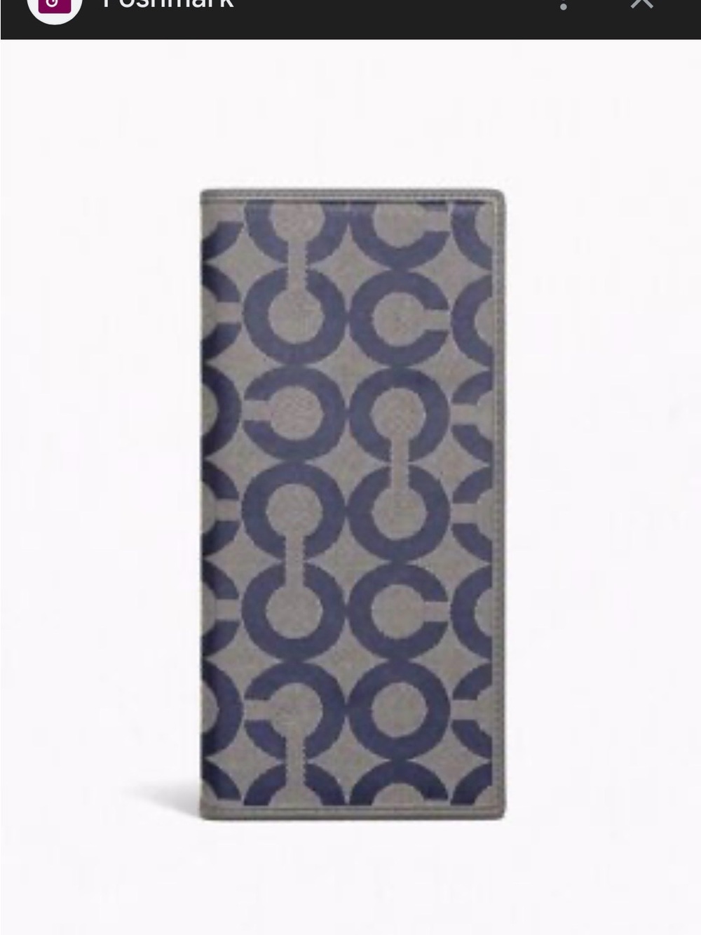 Y2K  2000 Coach Slim Leather Wallet in Light Gray